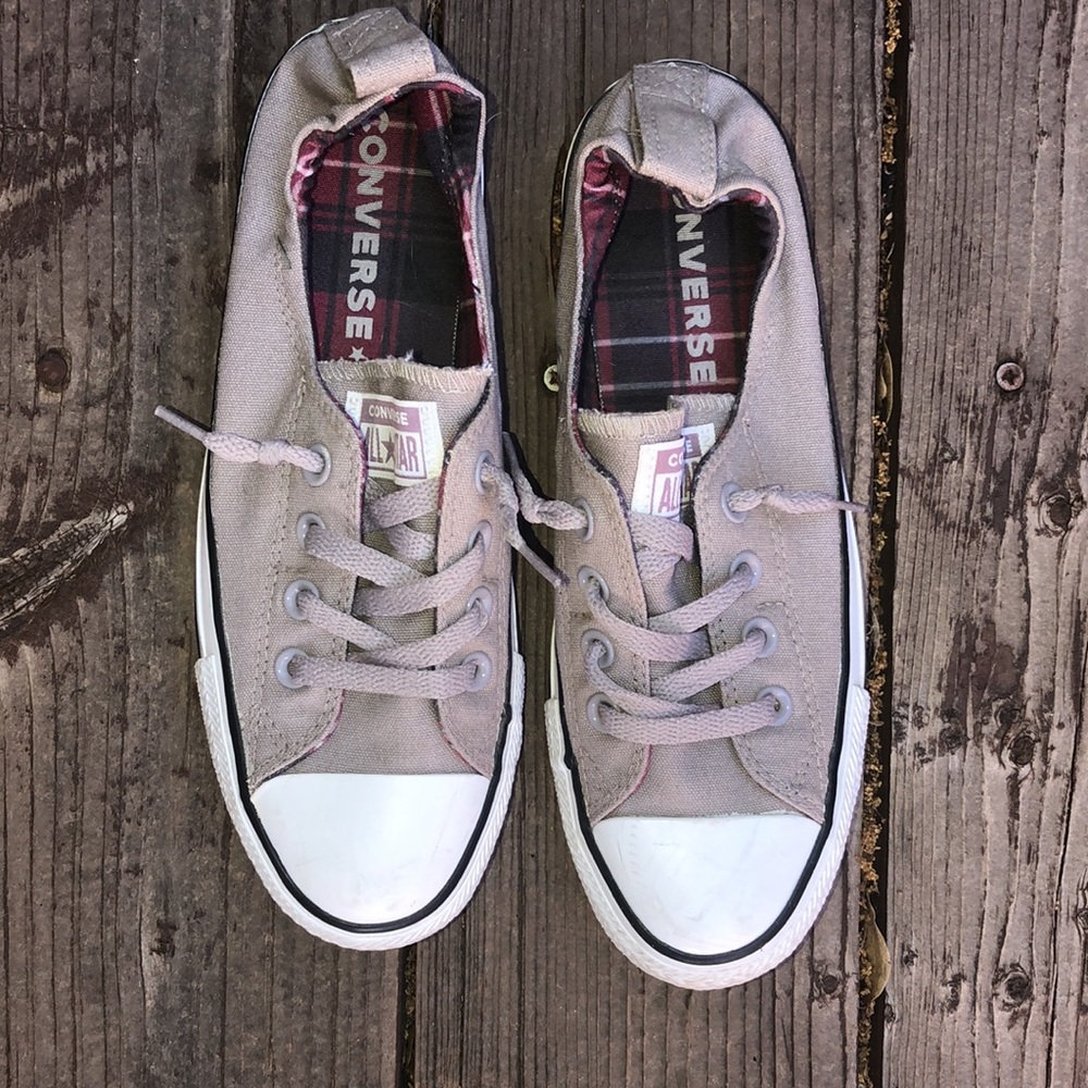 Converse grey low top slip on; size 8